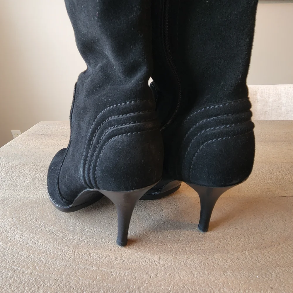 RARE! JUICY COUTURE OVER-THE-KNEE BOOTS WOMEN'S 6 BLACK SUEDE HIGH HEEL